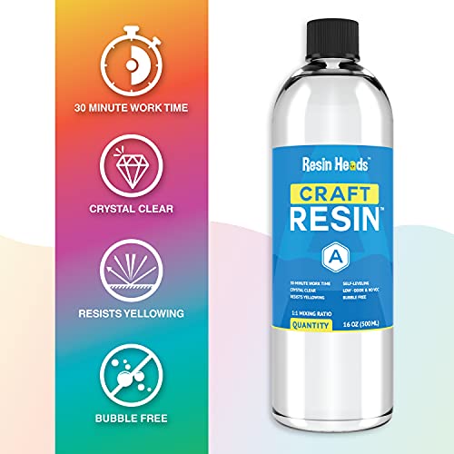 32oz Crystal Clear Epoxy Resin Kit, Casting and Coating kit for Starters - Arts and Crafts, Molds, Jewelry, Tables, Wood, DIY - Easy Mix 1:1 Ratio