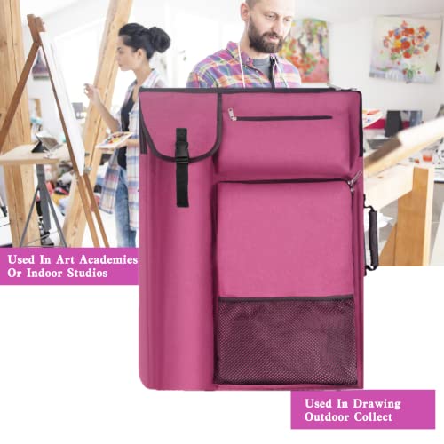 TreochtFUN Art Portfolio Case,Art Portfolio Bag 18 x 24, Artist Backpack for sSupplies/Artwork/Drawing Sketching Painting(Pink)