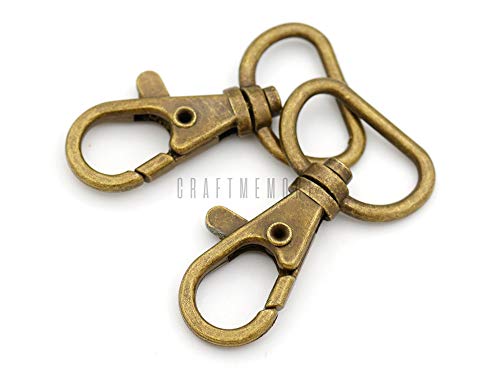 CRAFTMEMORE 3/4 Inch Trigger Snap Hooks Classic Swivel Lobster Claw Clasps Purse Lanyard Clip 20 Pack CSPS (Antique Brass)