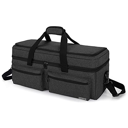 CURMIO Double Layer Carrying Case Compatible with Cricut Maker, Cricut Explore Air 2 and Silhouette Cameo 4, Travel Storage Bag with Pockets for Craft Tools, Black (Bag only, Patented Design)