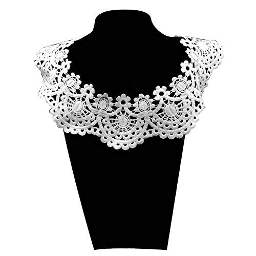 1pc Embroidery Round Ripple Neck African Lace Fabric Collar,DIY Handmade Lace Fabrics for Sewing Supplies Crafts (Color F)