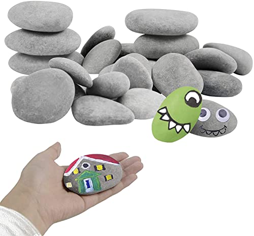 30 River Rocks for Painting, Painting Rocks Bulk, Smooth Rocks for Painting, Natural Stones, Craft Rocks for Painting Around 1.2-3.5 inches, Kindness Rocks, Outdoor Garden Rock Art, Family DIY Project