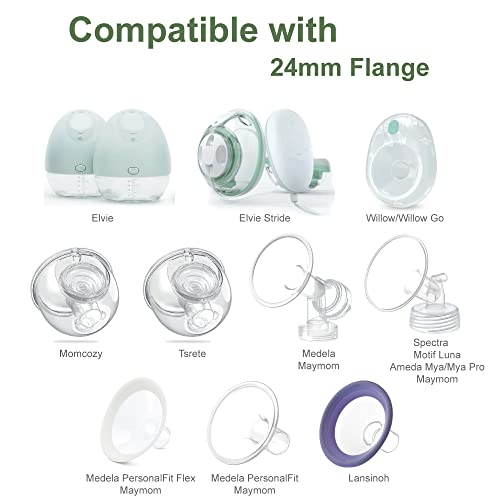 Maymom 21mm Flange Insert Compatible with 24mm Elvie Single/Double Electric, Elvie Stride Wearable Cup, Compatible with Medela PersonalFit Flex Shield, Not Original Elvie Replacement Pump Parts
