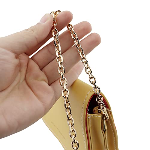 HEEHEE 59.1 Inches Mini Purse Chain Strap Delightful Extending Durable DIY Iron Flat Chains Replacement Straps with Buckles Wide 7mm Thick 2mm Gold 1 PCS for Handbag Shoulder Cross Body Wallet