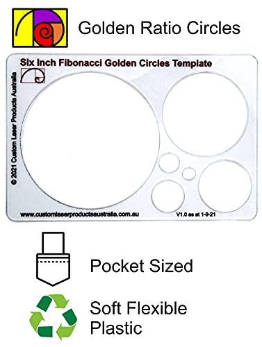 CLPA 6 inch Clear Plastic Fibonacci Golden Ratio Circle Drawing Template Provides a Set of Circle Drawing templates That are Perfectly Proportioned Using The Golden Ratio for Divine Artistic Design.