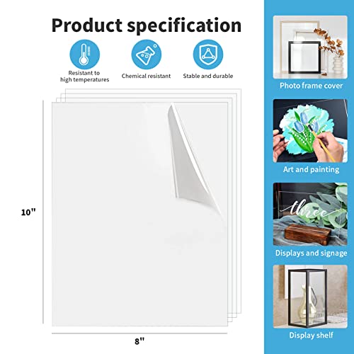 Art3d 5-Pack of 8×10" PET/Plexiglass Sheets, Transparent Clear Flexible Plastic Sheet Panels for Craft, Picture Frames, Sign Blank, DIY Display Project