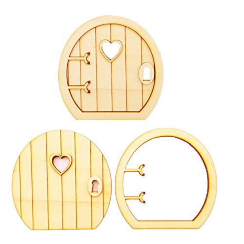 JANOU Wood Fairy Door Miniature DIY Craft Embellishments Gift Ornaments Decoration Pack 6 Sets