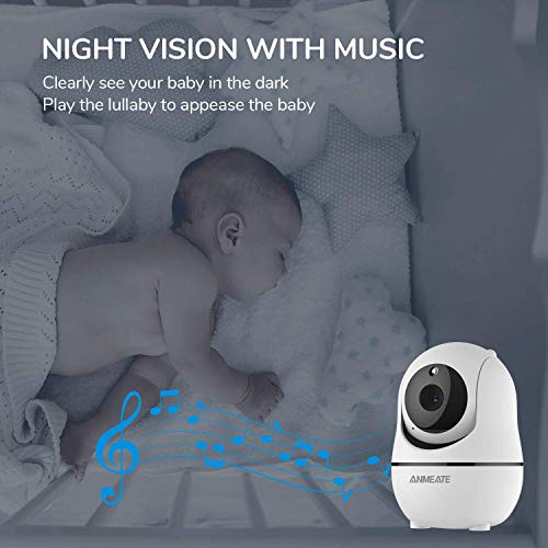 ANMEATE Baby Monitor with Remote Pan-Tilt-Zoom Camera, 3.5” Large Display Video Baby Monitor with Camera and Audio |Infrared Night Vision |Two Way Talk | Room Temperature| Lullabies and 960ft Range
