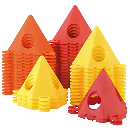 KATA 48Pack Painting Stands, Mini Cone Paint Stands for Canvas and Door Risers Support, Paint Pouring Suppliers, Cabinet Paint for Painter Elevated, Canvas Stand, Red,Orange and Yellow