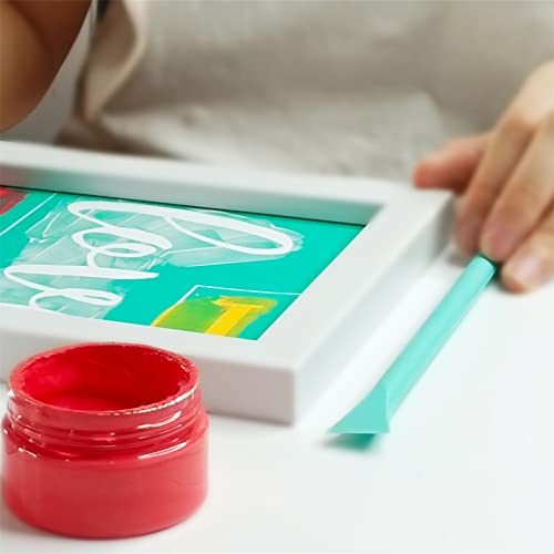 JAJADO Screen Printing Squeegee Chalk Paste Tool, Self Adhesive Stencils Rubber Squeegee Mini Squeegee, Rubber Paint Stir Sticks for Chalk Paste Paint or Ink for Silk Screen Transfer Stencils