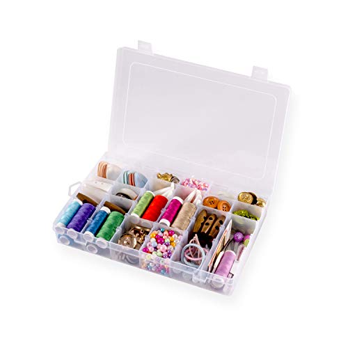 Plastic Organizer Container Box 36 Compartments Jewelry Storage Box with Adjustable Dividers (1 Pack)