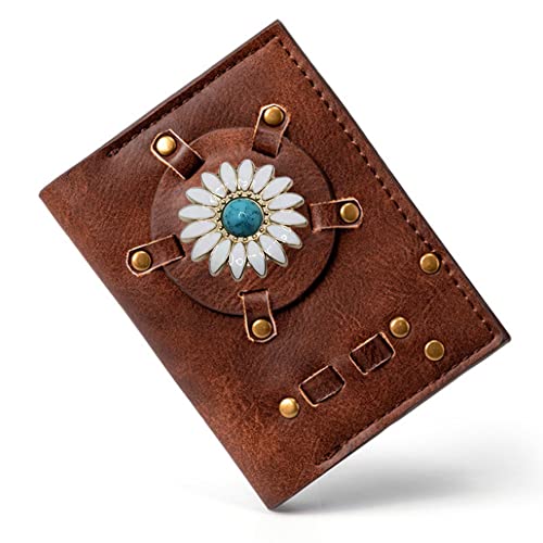 Mingchen 10pcs White Chrysanthemum Inlay Turquoise Decorative Buckle Conchos Screw Back Buttons DIY Leather Goods Accessories (Gold)