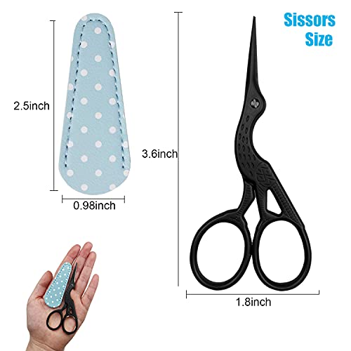 Weabetfu 3.6-inch Small Sewing Scissors with Leather Scissors Cover Stainless Steel Stork Craft Scissors DIY Tools Dressmaker Shears Scissors for Embroidery Craft Needlework Artwork & Everyday Use