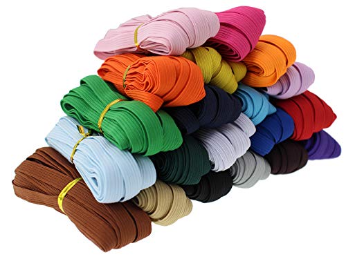 Elastic String Cord 20 Colors 3/8 Inch Flat Elastic Band Heavy Stretch High Elasticity Knit Band for DIY Sewing Craft, Bedspread (100 Yards 3/8" 10mm)