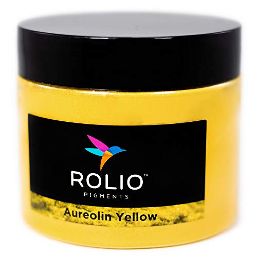 Rolio - Mica Powder - 1 Jar of Pigment for Paint, Dye, Soap Making, Nail Polish, Epoxy Resin, Candle Making, Bath Bombs, Slime - 50G / 1.76oz (Aureolin Yellow)