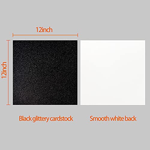 Black Glitter Cardstock - 15 Sheets 12" x 12" Black CardStock for Cricut, Black Glitter Paper for DIY Projects, Scrapbooking, Invitations - 250 GSM Card Stock Easy to Cut and DIY