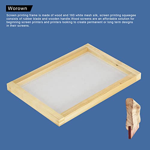 Worown 1 Piece 8 x 10 Inch Screen Printing Frame with 110 White Mesh and 1 Piece 4 x 6 Inch Screen Printing Squeegee for Screen Printing