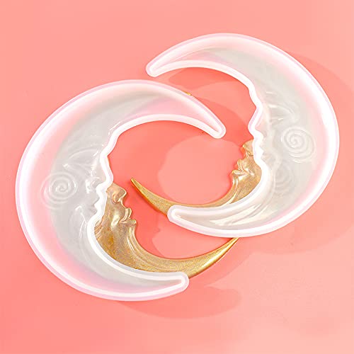 ZMCHE Large Moon Silicone Molds, 2 Pack Moon Resin Molds, Crescent Moons Epoxy Resin Molds for Room Decor Home Design