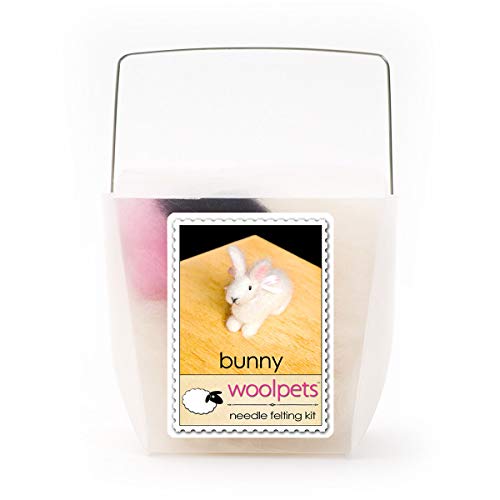 Bunny Wool Needle Felting Craft Kit by WoolPets. Made in the USA.