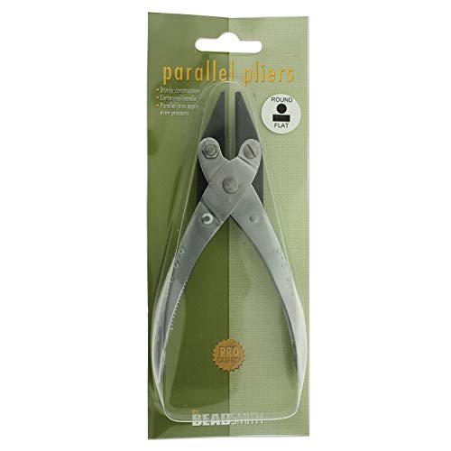 The Beadsmith Half Round/Flat Nose Parallel Pliers, 5.5 inches (140mm) Steel tool for jewelry making, with spring