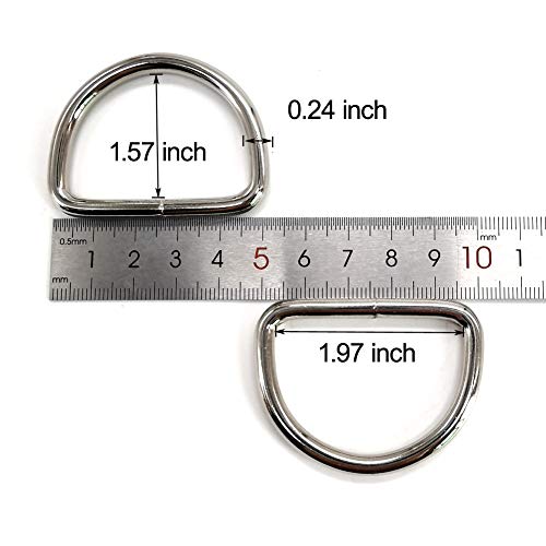 2 inch Metal d Rings 2” Ring Metal D Ring 2 inch 6mm Thickness 6 Pack Welded D Rings for Macrame Plant Hangers