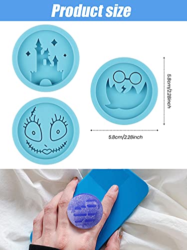 18 Pieces Halloween Phone Grip Mold, Lanstics Halloween Ghosts Monsters Pattern Cell Phone Grip Epoxy Resin Molds Silicone On Top Phone Holder Stand Molds for Halloween April Fools DIY Crafts