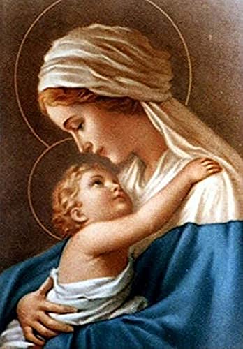 F-CANLAN Round Full Drill Diamond Painting Kit, 5D DIY Bless The Child Diamond Painting Virgin Mary Diamond Art Kits with Diamonds Dots Baby Diamond Painting Kit for Adult Room Decor (12X16 inches)