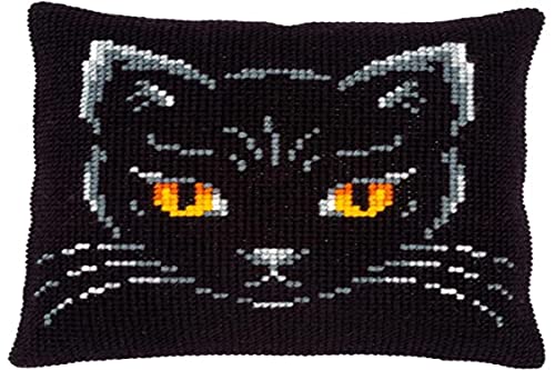 Vervaco Black Cat Cross Stitch Cushion 40 x 40 cm