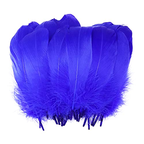 FEARAFTS Soft Goose Feathers for Crafts Wedding Party Decoration Pack of 100Pcs (Royal Blue)