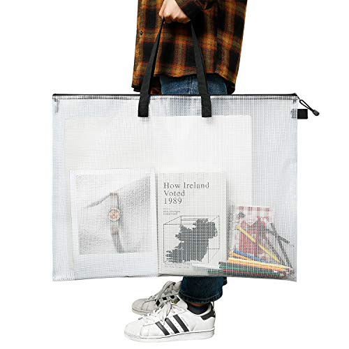 Outus Art Portfolio Bag Poster Storage Bag Board Holder with Handle and Zipper 19 x 24 Inch Organizer Transparent Bag for Large Posters, Poster Board, Painting, Bulletin Boards (1 Piece)