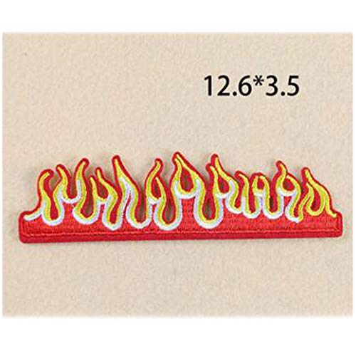 Wixine 5Pcs Embroidery Flames Fire Sew On Iron On Patch Badge Fabric Applique Craft Transfer