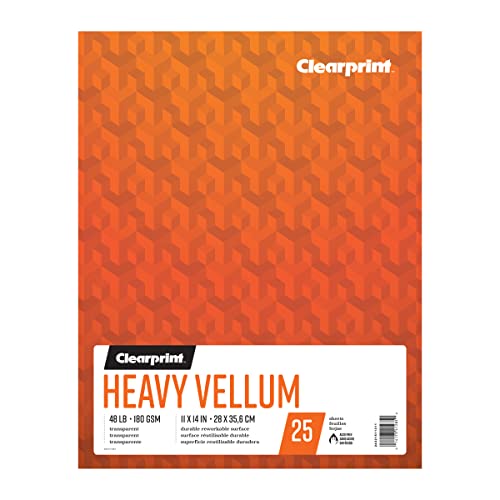 Clearprint Heavy Vellum Pad, 48 LB, 180 GSM, 11 x 14 Inches, 25 Sheets Per Pad, 1 Each (26321511311)