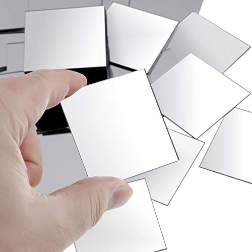50 Pieces Mini Size Square Mirror Adhesive Small Square Mirror Craft Mirror Tiles for Crafts and DIY Projects Supplies Home Decoration (2 x 2 Inch)