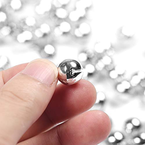 100 Pcs Christmas Bells Silver Jingle Bells for Crafts,iKammo 12mm Mini Bells DIY Bells Christmas Crafts for DIY Bracelet Anklets Necklace Knitting/Jewelry Making(Silver,100pcs)