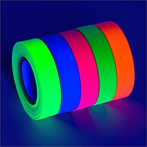 Glow King Blacklight Reactive Glow Tape | Premium UV Fluorescent Neon Party Supplies for Events | Multipurpose Luminous Colored Tape for Room Decoration | Glow in The Dark Cloth Tape – 0.5 in x 60 ft