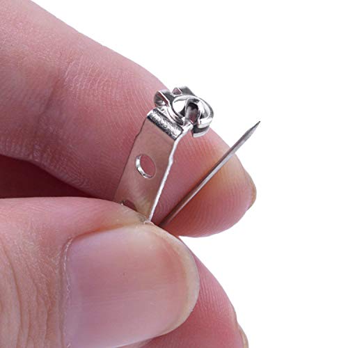 BronaGrand 100pcs 20mm Stainless Steel Bar Pins Brooch Pin Backs Safety Catch Pins Craft Pin Back Clasp Brooch with 2 Holes, Silver