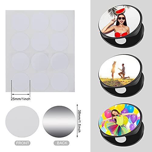 Hotop 30 Pieces 1.5 Inch Sublimation Blank Aluminum Stickers for Collapsible Phone Holders, Round Sublimation Aluminum Sheets Aluminum Board Heat Transfer for Custom Personalized Sublimation Photo