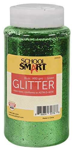 School Smart S2004133 Craft Glitter, 1 Pound Jar, Green