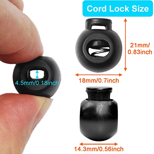 50 Pack Round Cord locks, Plastic Toggle Spring Stopper Single Hole for Elastic Drawstring Rope Paracord Lanyard Hat Clip Marathon Running Shoeslace Tent Canvas Bag Pet Backpack Stops Sliding Fastener