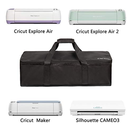 CACTIYE Carrying Bag Compatible with Cricut Explore Air and Maker, Waterproof Tote Bag Compatible with Cricut Explore Air and Supplies (Black, 1+1)
