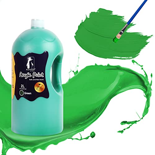 Green Acrylic Paint, 2 Liter Artist Quality Acrylic Paint, over a 1/2 Gallon Bulk Acrylic Paint with Pump Included, Large Acrylic Paint for Professional Artist and Children Alike, Thick Acrylic Paint