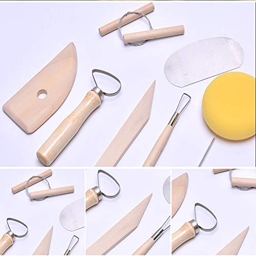 8pcs Ceramic Clay Tools Set, Pottery & Polymer Clay Tools Kits, Wooden Sculpting Clay Tools Combinations for Pottery Modeling, Smoothing.