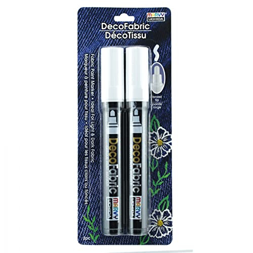 Marvy Uchida DecoFabric Opaque Paint Markers - White, Pkg of 2