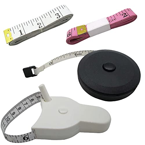 Measuring Tape (Pack of 4) - Body & Fabric Measure Tape for Sewing, Seamstress, Tailor, Cloth, Waist, Crafting, Fitness-Retractable, Dual Sided Multipurpose Metric Tape-3 x 60 inches, 1 x 120 inches