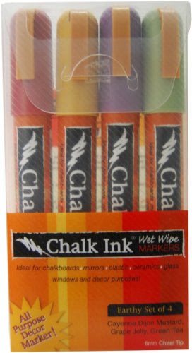 Chalk Ink 6mm Earthy Wet Wipe Markers, 4-Pack
