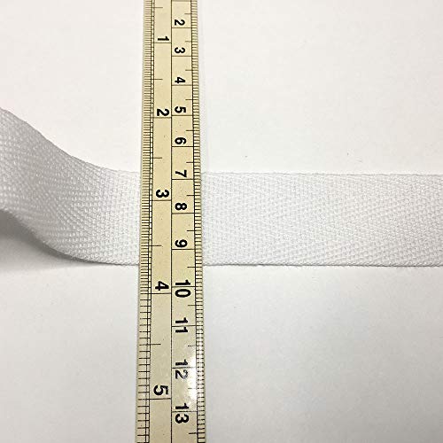 eJoyce 1" (25mm) Herringbone Cotton Twill Tape Trim by 49-Yards roll, TR-12215 (White)