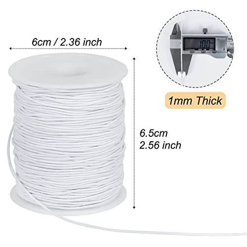 Tenn Well Elastic String for Bracelets, 328 Feet 1mm Elastic Beading Cord Stretchy String for Bracelets, Necklace, Jewelry Making and Crafts (White)