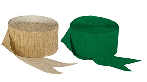 Green and Dark Metallic Gold Crepe Paper Streamers (2 Rolls Each Color) MADE IN USA!