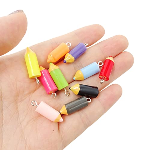 Honbay 20pcs Colorful Resin Pencil Charms Pendant for Earrings, Bracelets, Necklaces, Jewelry Making, DIY Crafts