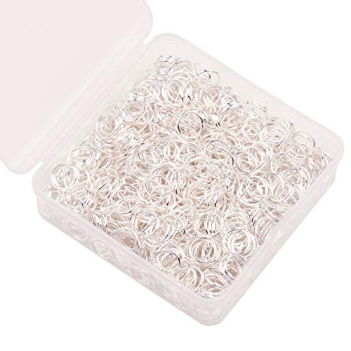 YAKA 1200pcs 9mm Silver Plated Iron Open Jump Rings Connectors Bulk for DIY Craft Earring Necklace Bracelet Pendant Choker Jewelry Making Findings and Key Ring Chain Accessories (9mm, Silver)
